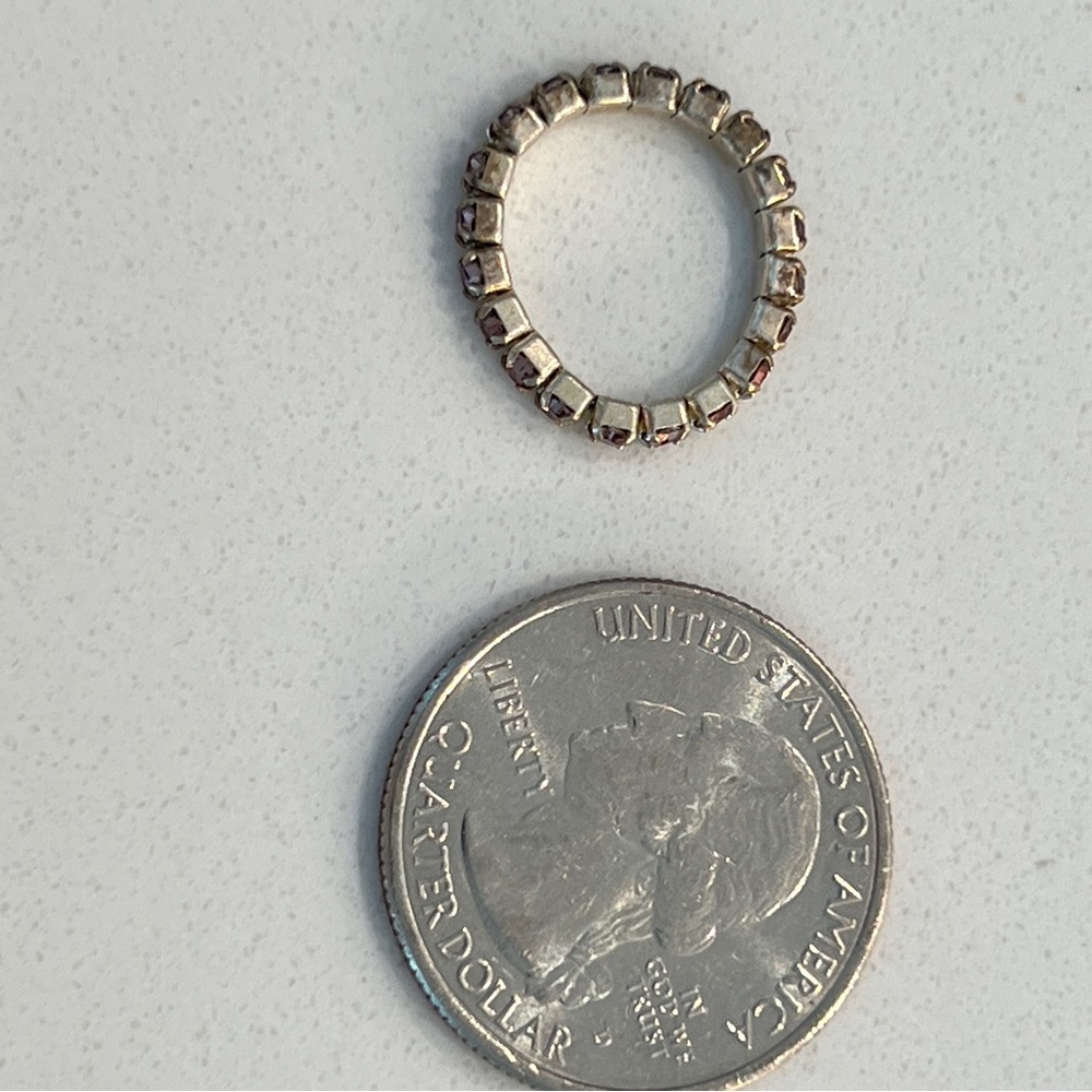 Pink Rhinestone Stretchable Pinky Ring - Picture 5 of 9